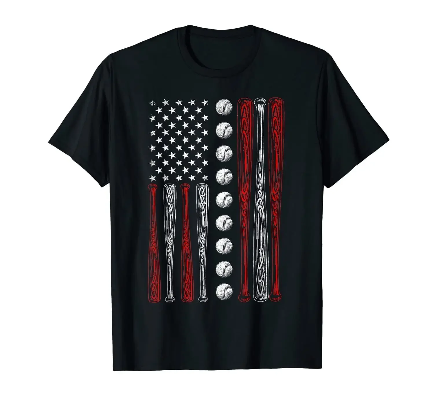 USA American Flag Baseball Red White Blue 4th of July Boys Men T-Shirt