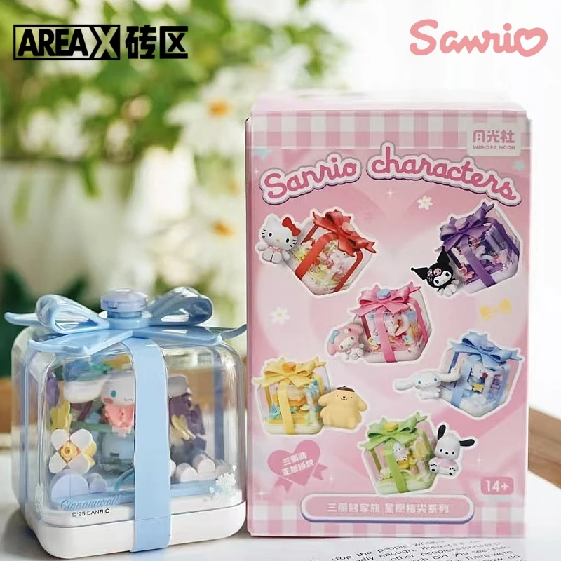 AREAX Sanrio Bausteine Wunsch-Fingerspitzen-Spielzeug Hello Kitty Kuromi Melody Cinnamoroll Pochacco Montagemodell Ornament Geschenk