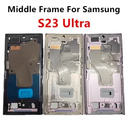S23Ultra For Samsung Galaxy S23 Ultra S918 Middle Frame Housing Board LCD Faceplate Bezel Replace Repair Parts + Side Buttons