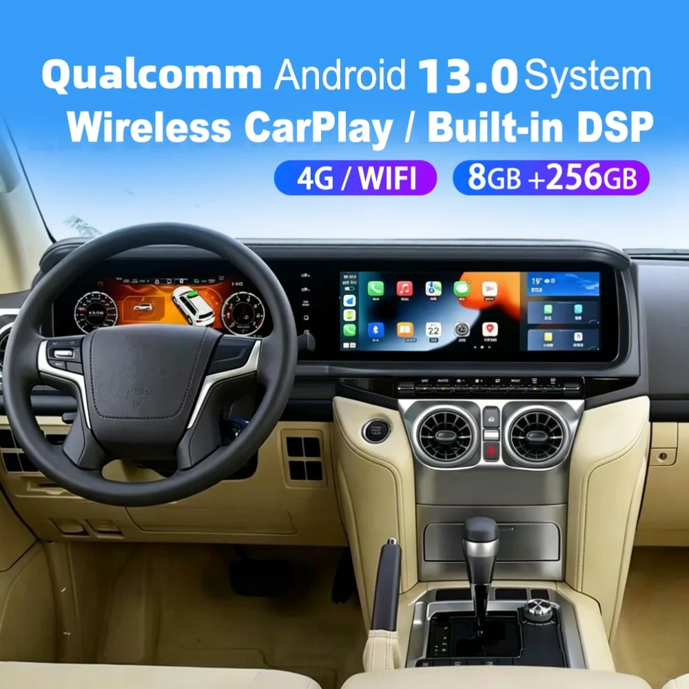 Radio Multimedia Qualcomm Android para Toyota Land Cruiser LC200 2008~2021, Pantalla LCD Automotriz, GPS, Navegador, Unidad Principal Estéreo para Auto