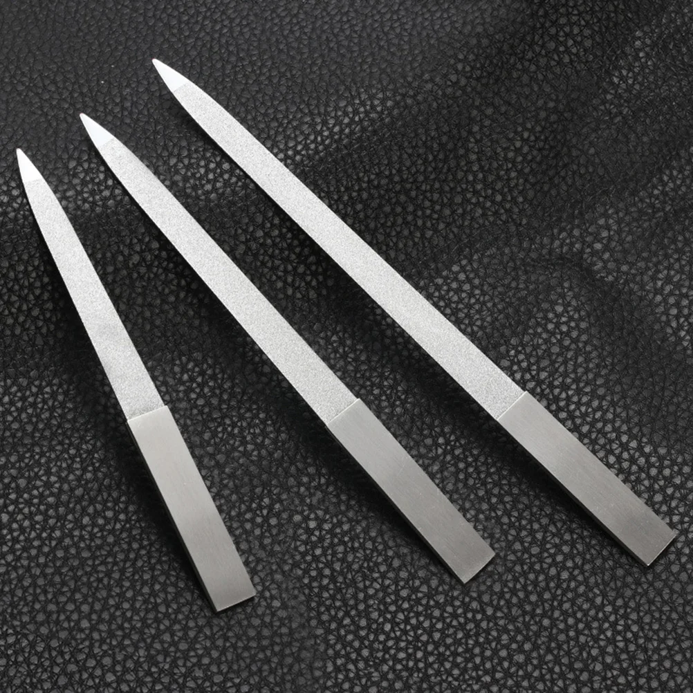 

6 Pcs Nail File Tool Stainless Steel Double Sides Comfortable Handles Grits Fine Smooth Manicure Home Salon Nail Sanding
