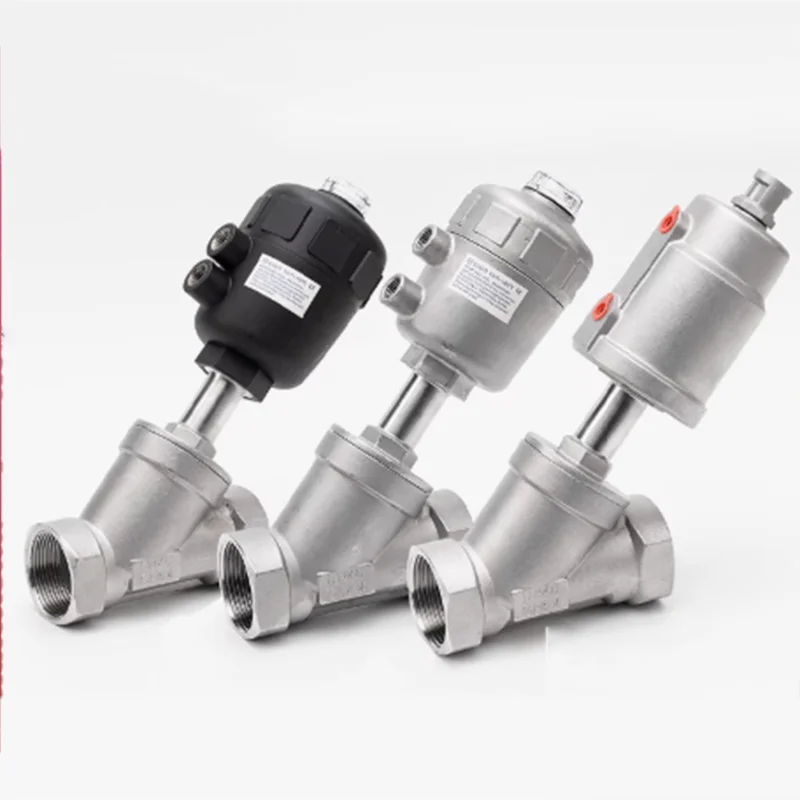 Y-shaped 304 stainless steel pneumatic angle seat valve DN15 DN20 DN25 DN25 DN50 high-temperature steam thread  Shut-off valve
