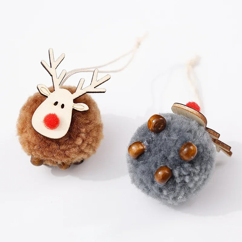 10/1pcs Christmas Felt Elk Hanging Ornaments Cute Reindeer Craft Decorations Xmas Tree Wooden Pendants New Year Party Kids Gifts