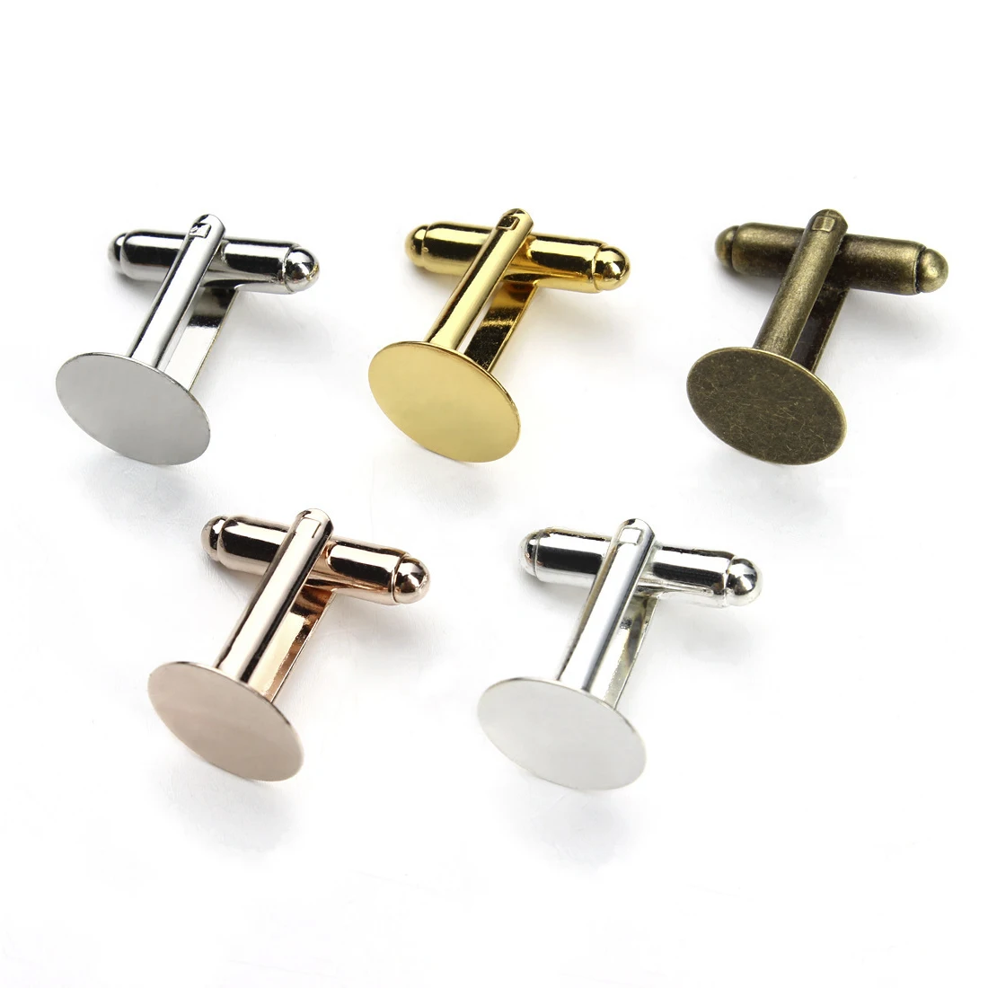 REGELIN spinki do mankietów w stylu francuskim pusta okrągła podkładka taca Cabochon podstawa 10 sztuk 6mm/8mm/10mm/12mm dla majsterkowiczów akcesoria odzieżowe