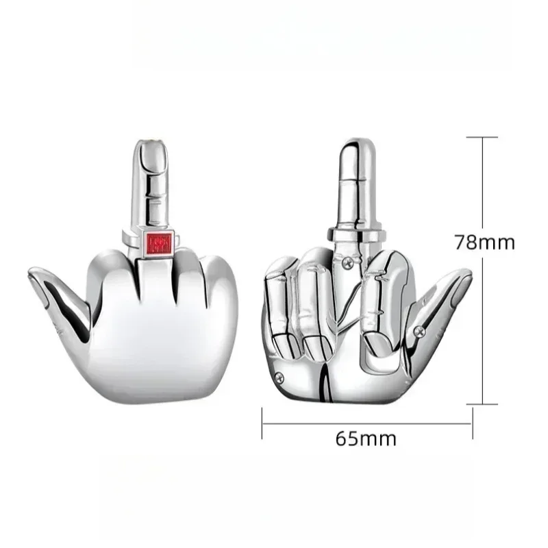 Creative Personality Middle Finger Butane Gass Lighter, Funny Windproof Lighter with Sound, Fun and Interesting Igniter