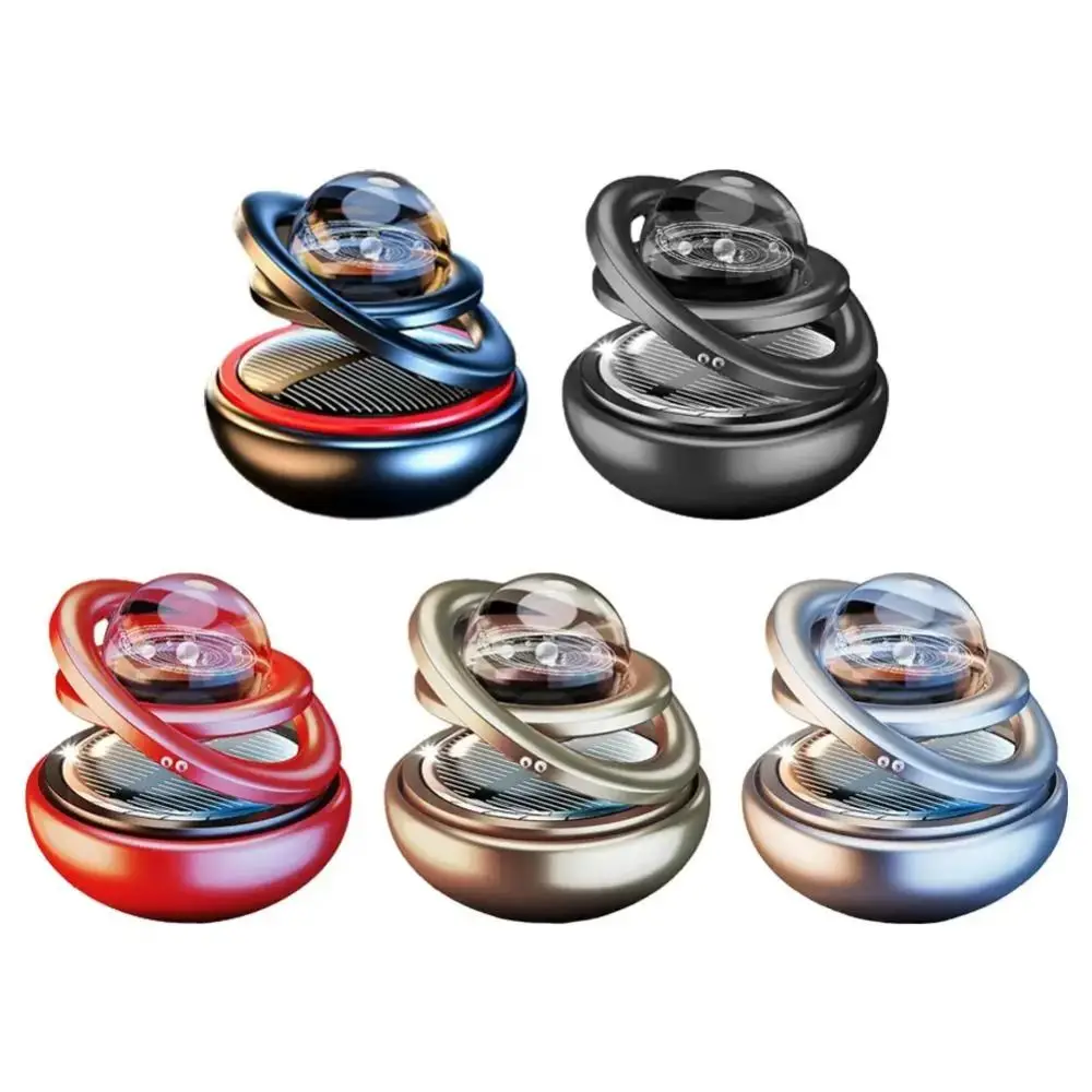 Solar Powered Aromatherapy Ornaments Rotating Design Crystal Ball Shape Car Aromatherapy Perfume Double Suspended