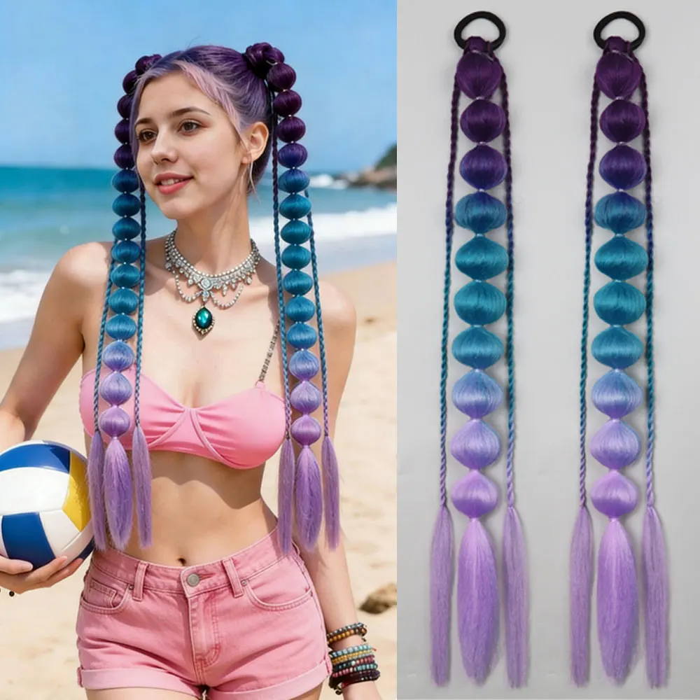 

2 шт. красочные синтетические пузырьковые наращивания хвоста 24 дюйма легкие плетеные волосы фестиваль Rave аксессуары для девочек Crazy