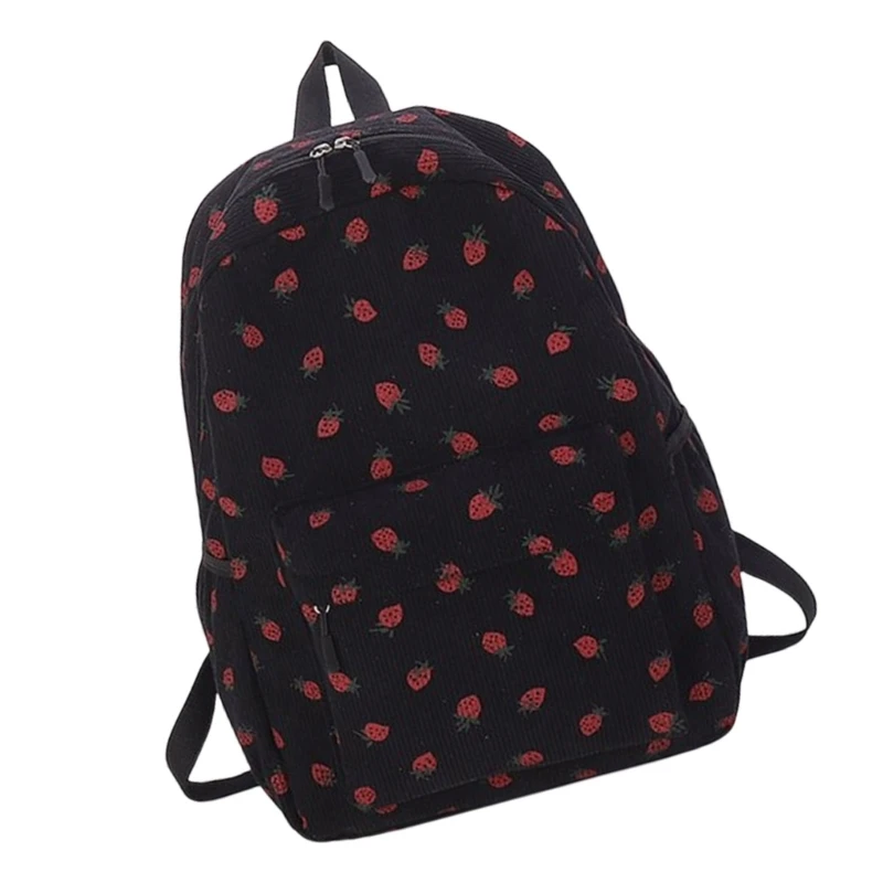 Strawberry Backpack Student School Backpack Laptop Backpack untuk Wanita Remaja Dropship