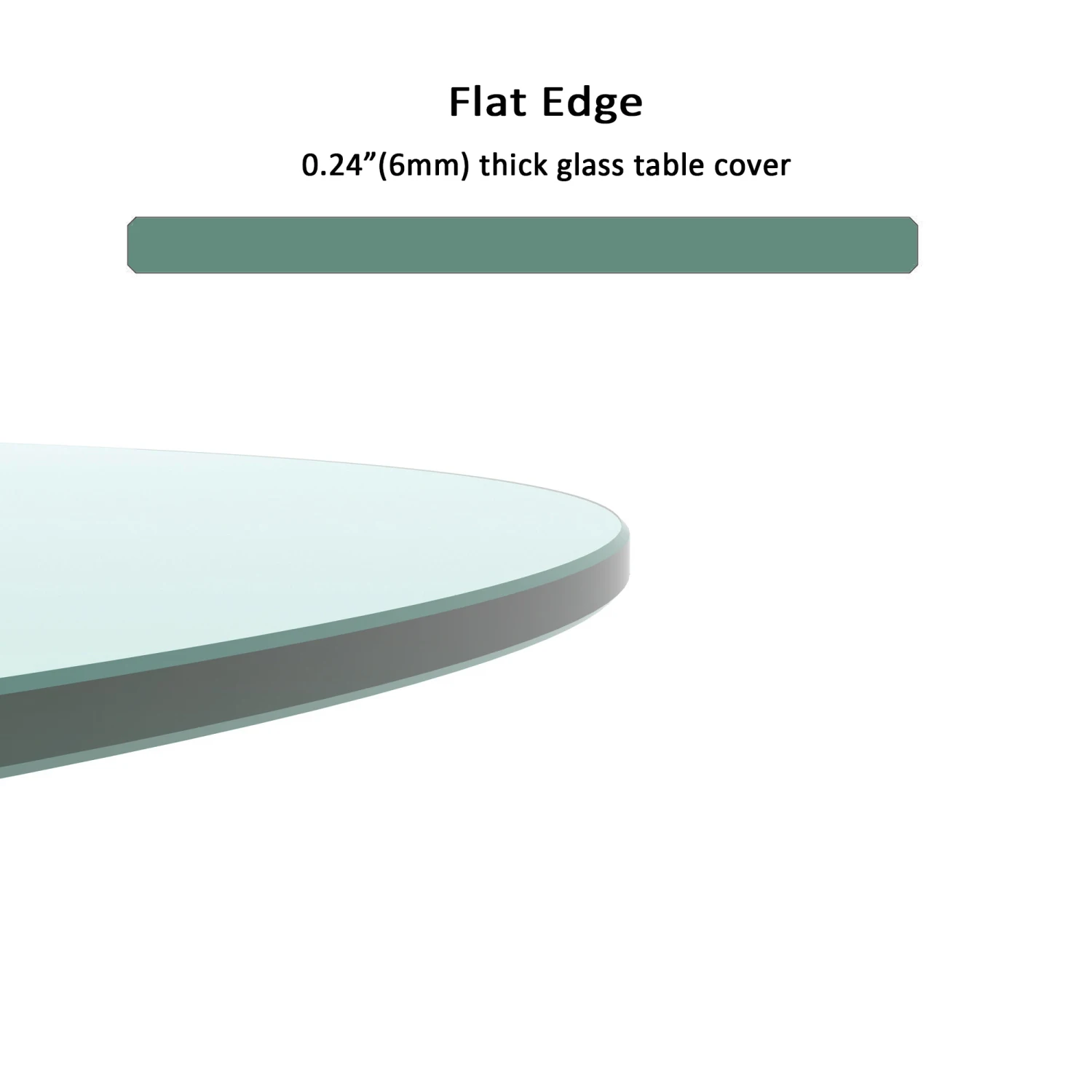 Plateau de table rond en verre du Guatemala, bord poli plat optique, verre transparent, 20 po, 1/4 po