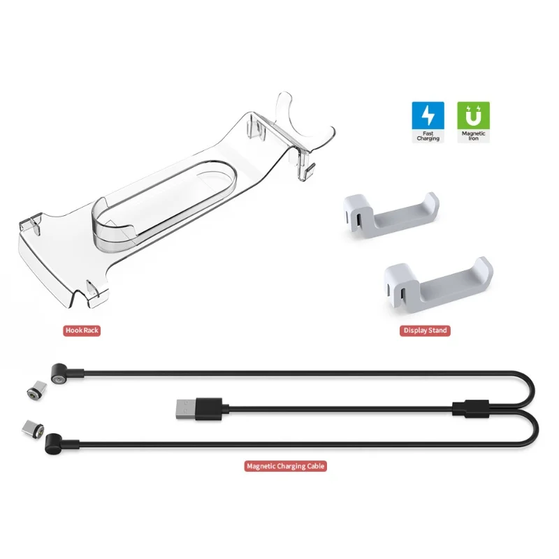 TP5-2523 Cable de carga magnético USB tipo C 2 en 1 con soporte Playstation VR2 y dos colgadores para auriculares