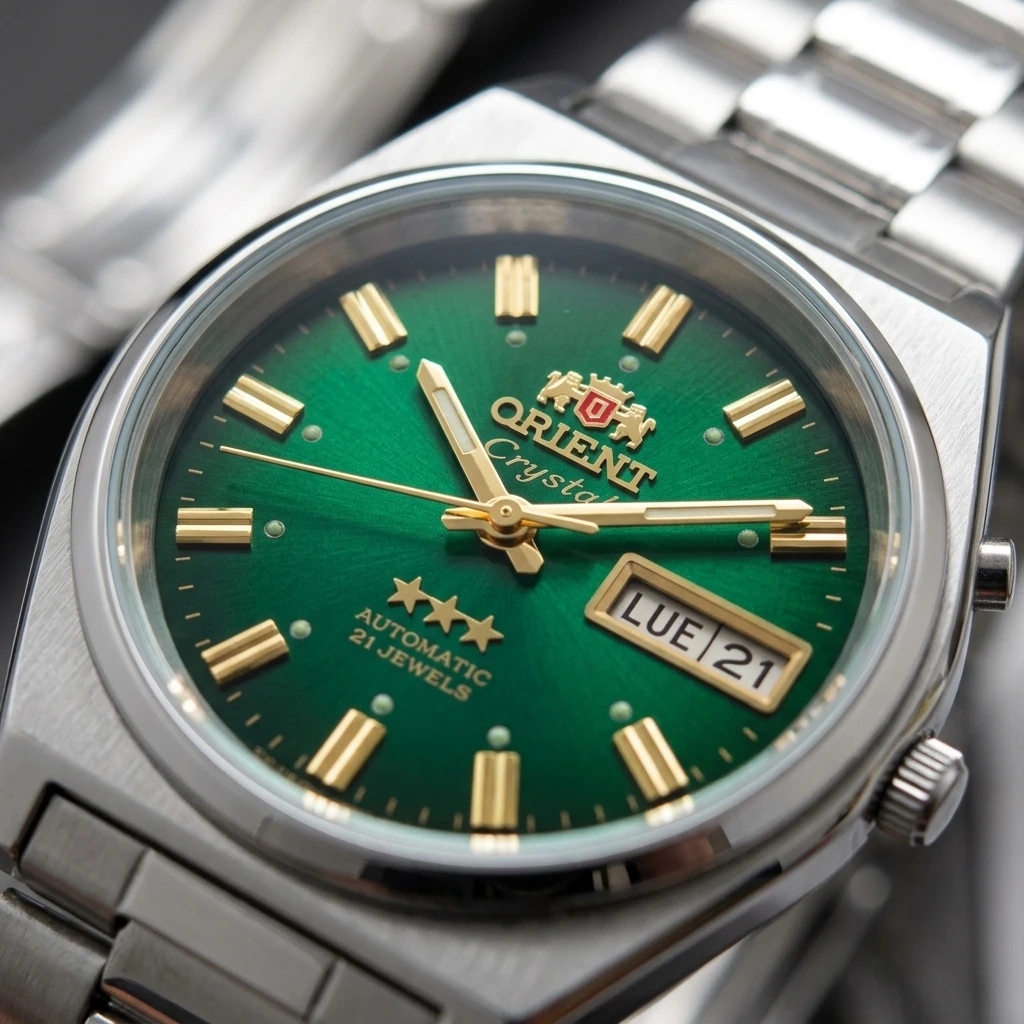 Orient 36mm Dress Wristwatch for Men, Automatic 21 Jewels Luminous Day Date Stainless Steel Waterproof Watch view 2