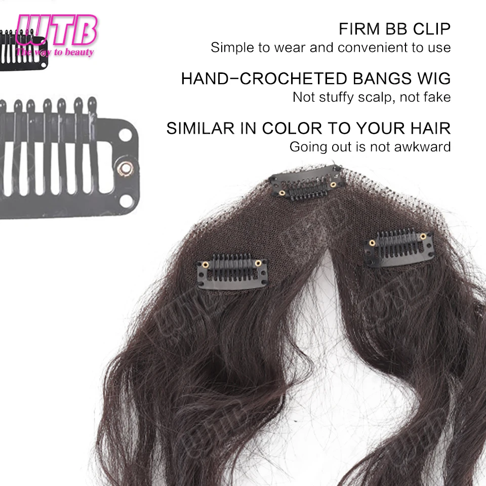 WTB Hand-Crocheted Bangs Wig Synthetic Wig BB Clip Style Wool Curl Hair Front Bangs Wig Suitable for Beginner Women's Daily Wear