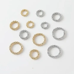 6PCS 14K Gold Plated Brass Concave and Convex Surface Circle Link Buckle DIY Necklace Bracelet Frame Making Supplies Accessories