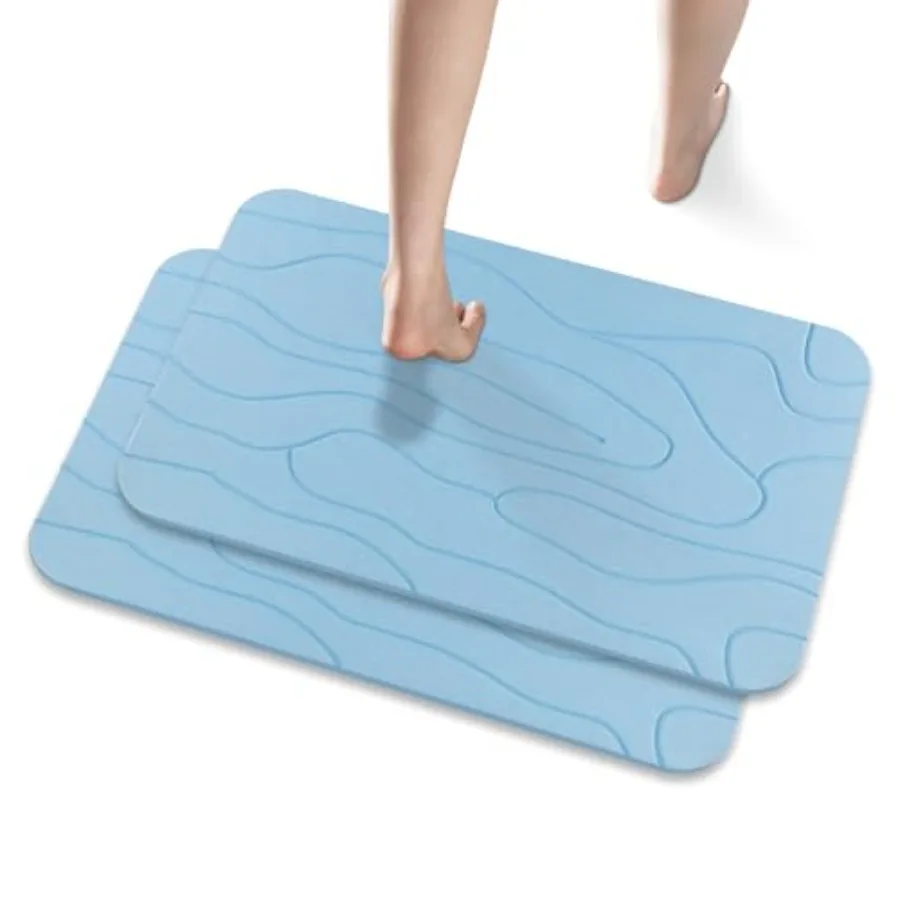 

Набор из 2-х ковриков для душа из диатомитовой земли, нескользящие, супервпитывающие, быстросохнущие, для ванной комнаты и душа