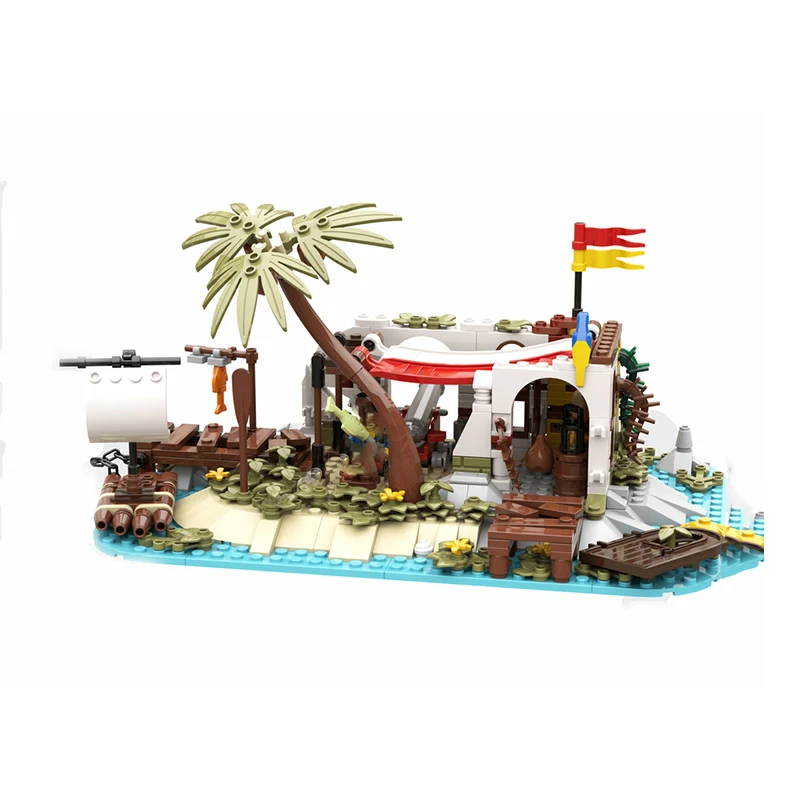 506pcs Moc Medieval Pirates Series Steve\'s Hideout Fortress Pirate Barracuda Bay Modular Building Blocks DIY Bricks Toys Gifts