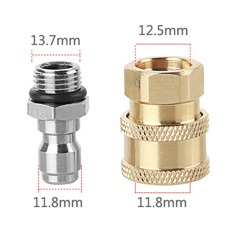 2pcs Stainless Steel And Brass Connector Washing Adapter 1/4" Female Quick Connection With M14*1.5