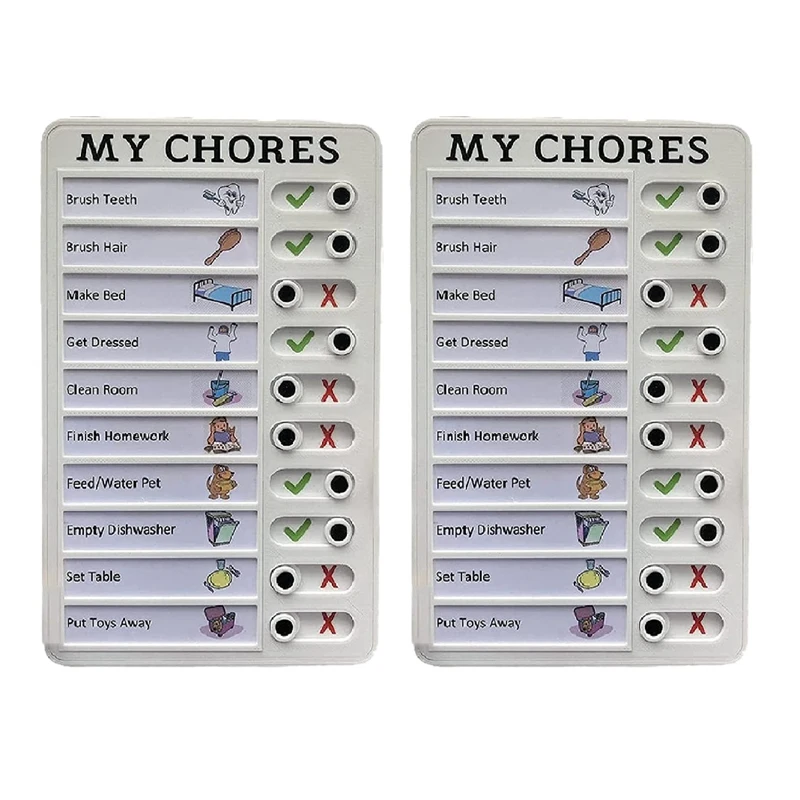 2X My Chores Checklist Memo Plastic Board, Detachable And Reusable Creative Memo Checklist For Check Items And Form