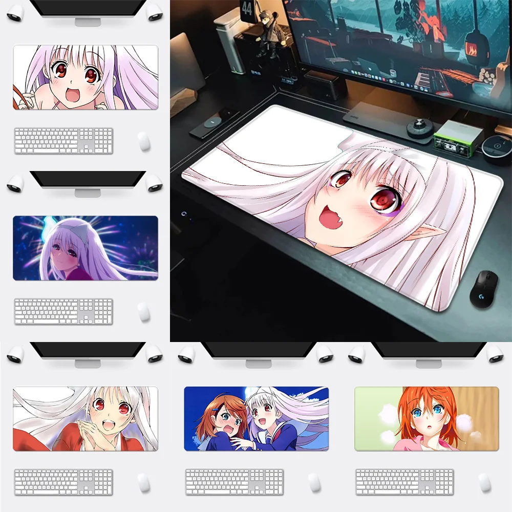 Yuragi Sou no Yuuna Sans Mousepad, alfombrilla de ratón antideslizante con borde de bloqueo, impresión HD, teclado, PC, escritorio, Gamers, XXL90x40cm