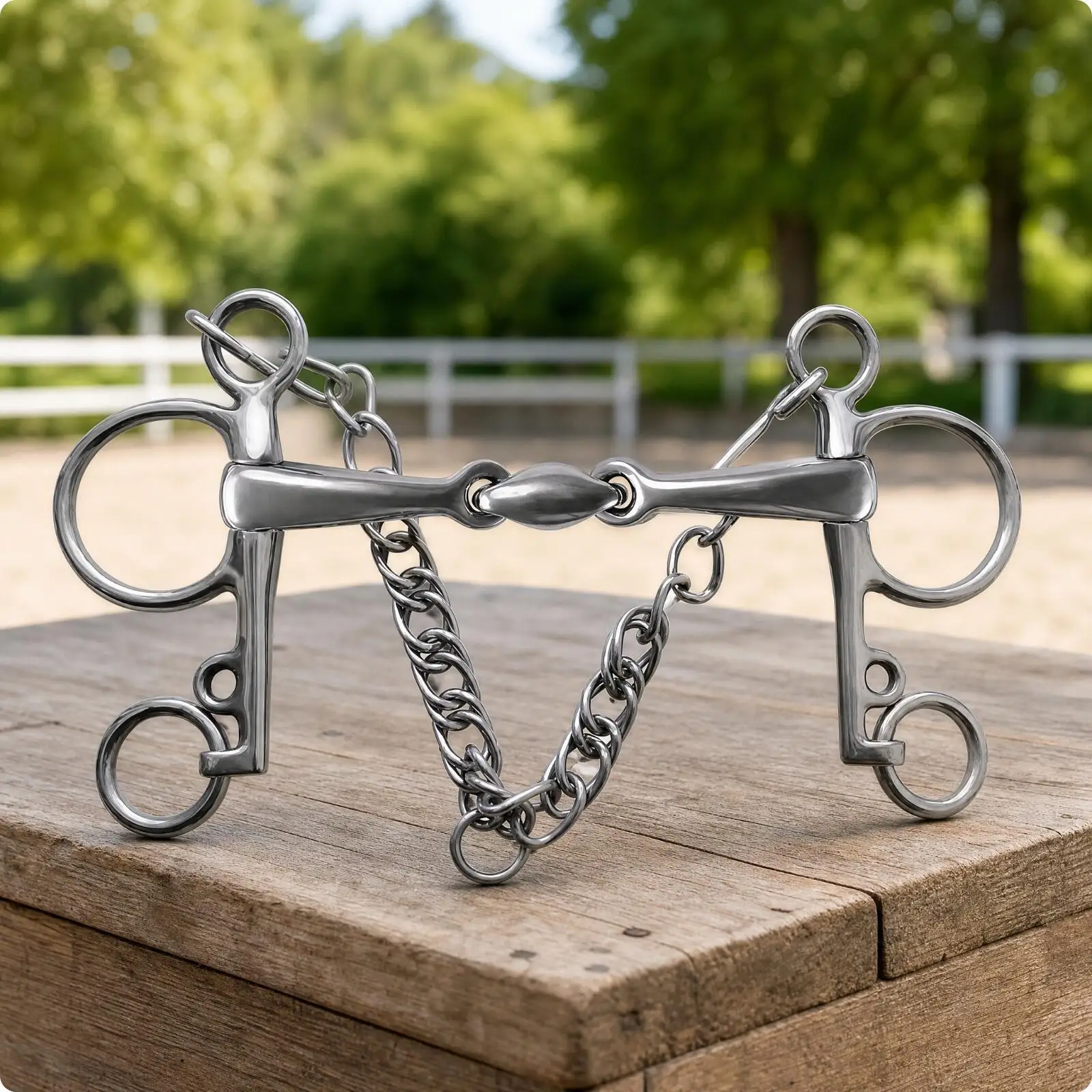 Articulated Curb Bit with Multiple Attachment Rings Rust-Resistant Stainless Alloy Horse Bit with Curb Chain Equestrian