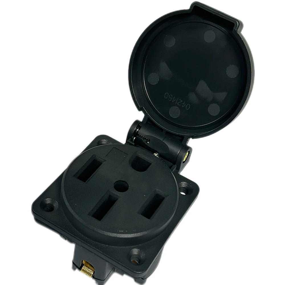 Black Waterproof 50 Amp Generator RV Power Inlet Box Outdoor US Plug Wall Socket 14-50R Receptacle Industrial Use