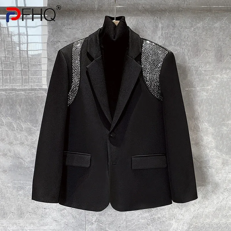 

PFHQ Explosive Street Men's Suit Jacket Trendy Fashionable Casual 2024 Patchwork Luxury Solid Color Male Blazer 21Z5348