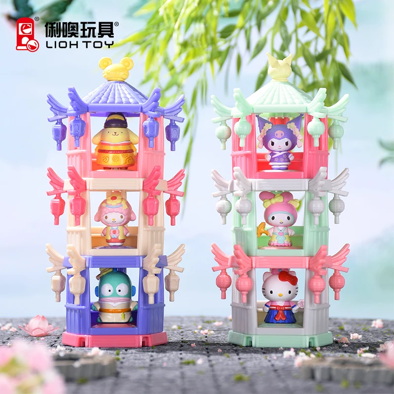 

Sanrio Hello Kitty Ugly Fish Pavilion Shaped Ornament Blind Box Ancient Charm Handmade Trendy Collectible Surprise toy gift