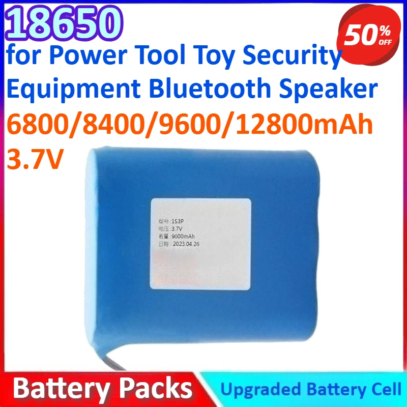 

6400/6800/9600/12800mAh 3.7V 18650 Lithium Battery Pack for Toy Security Equipment Bluetooth Speaker with 2/3SCT with panels