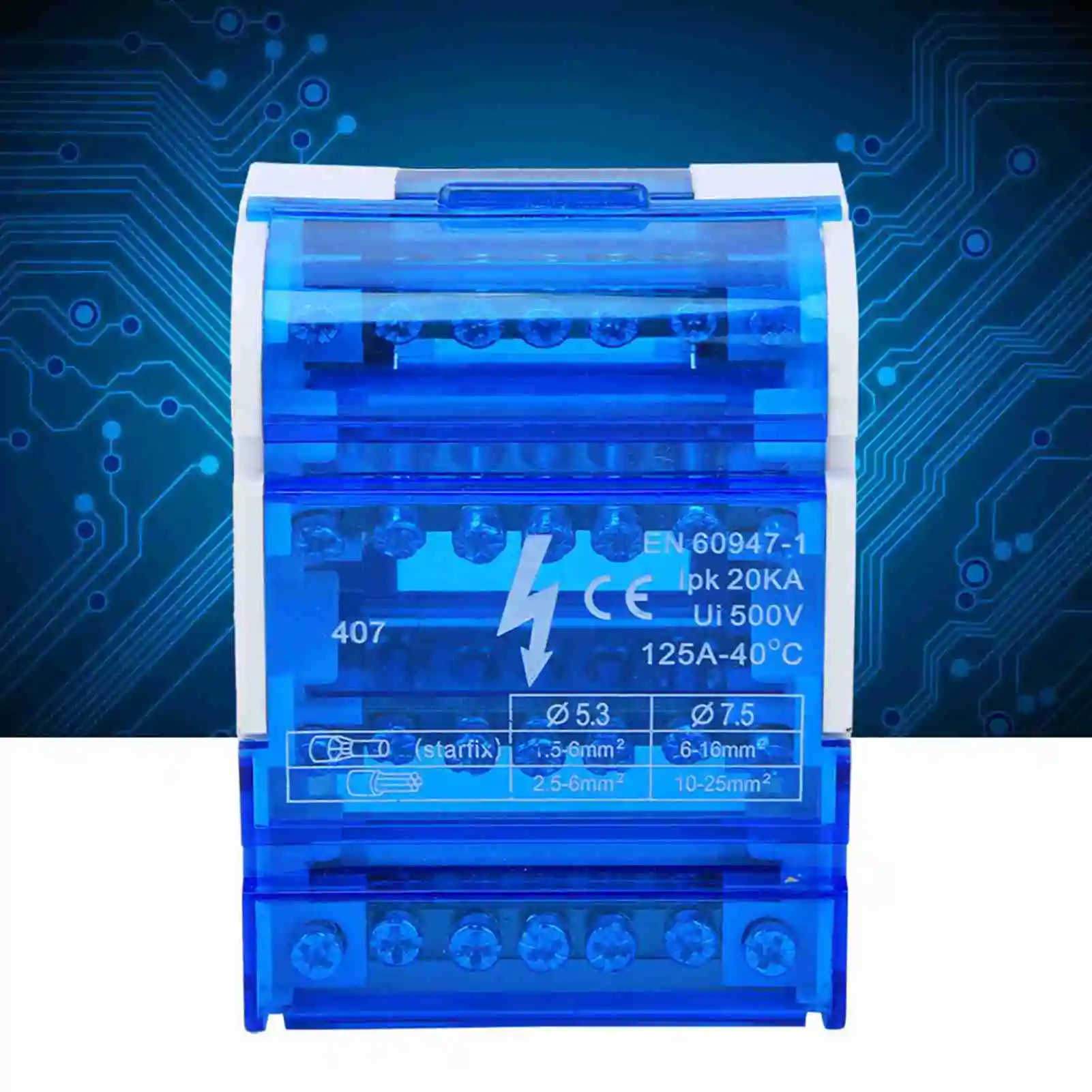 

Распределительная коробка клемм 407, 4-уровневая однофазная распределительная коробка на DIN-рейку с прозрачной крышкой, распределительная коробка клемм