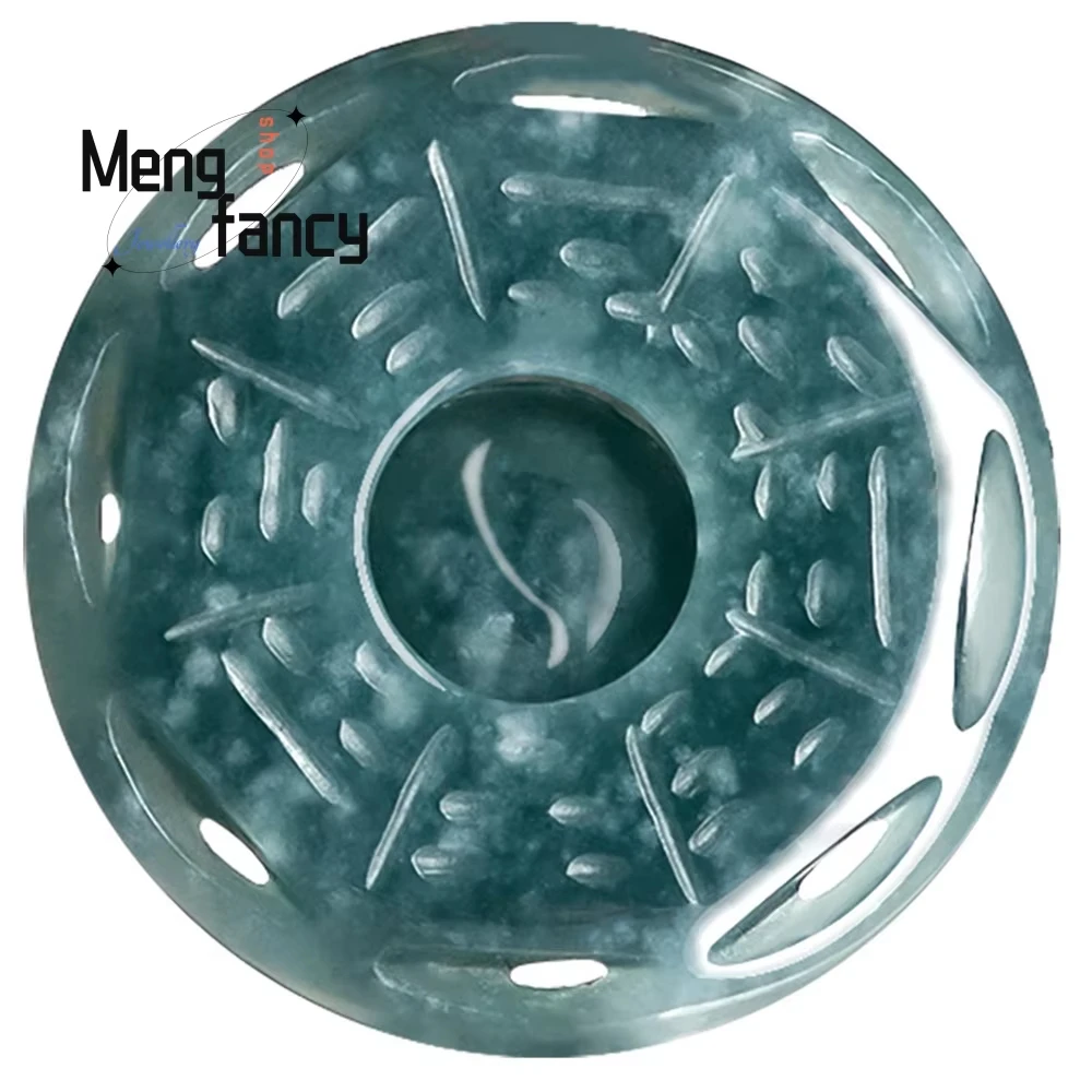 Natural A Goods Jadeite Blue Water Tai Chi Bagua Jade Pendant Ice Jade Pendant Fine Jewelry Best Exquisite Elegant Popular Gift