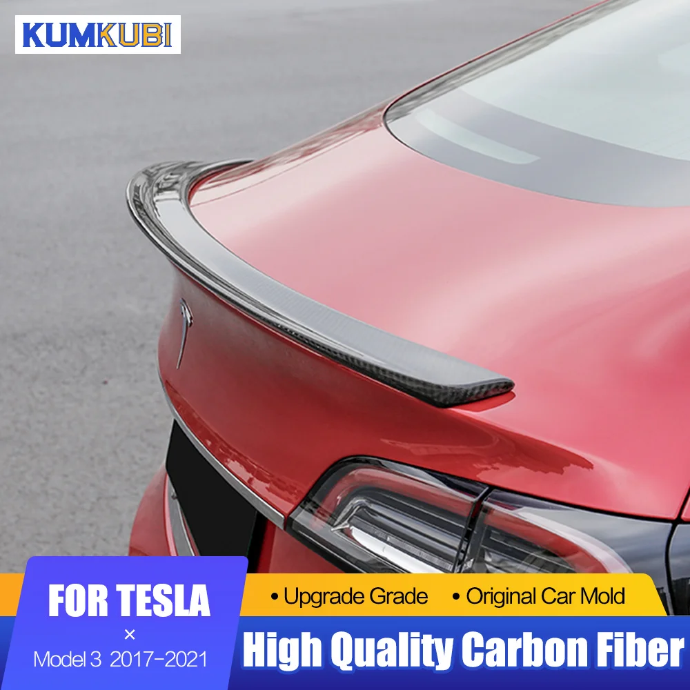 For Tesla Model 3 2017-2021 Car Spoiler Real Carbon Fiber Car Styling Wing Car Accessories Rear Trunk Spoiler for Tesla Dropship