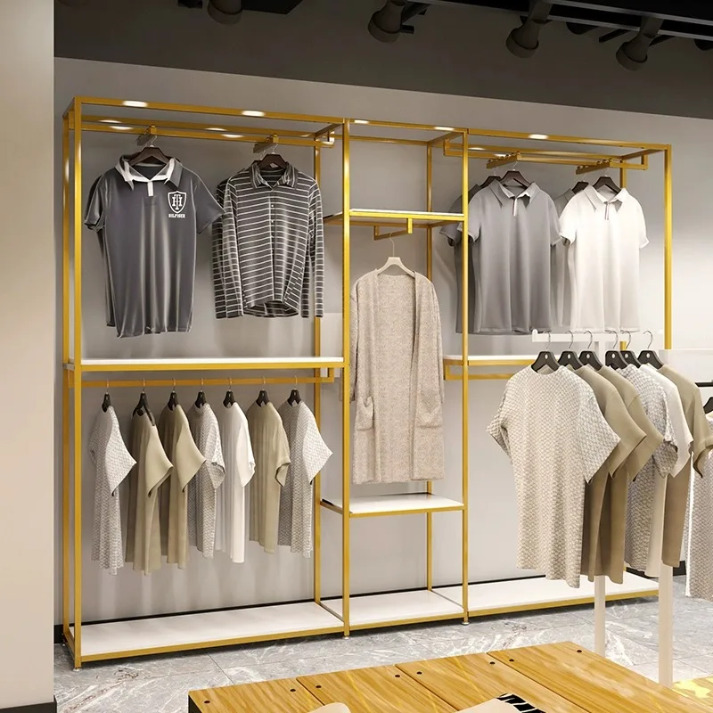

Single-Sided Boutique Display Rack for Women/Men Store Table Clothes Rack for Clothing Shop Storefront Display Packaged Carton