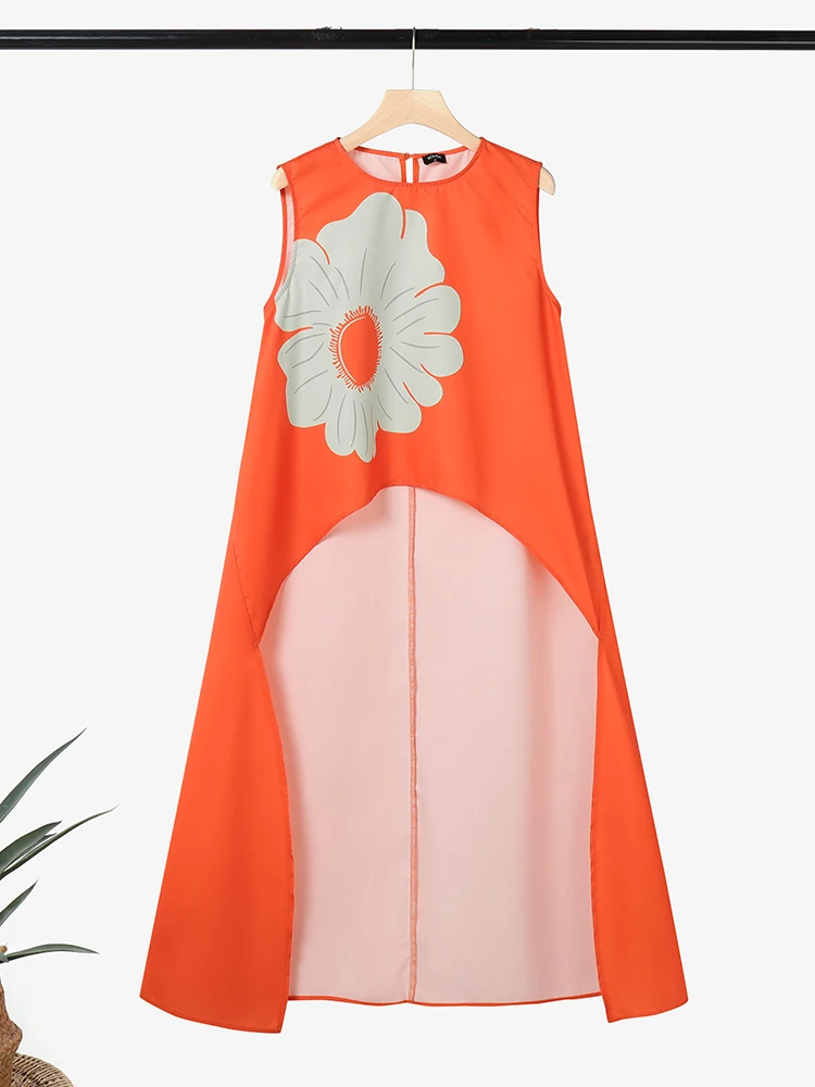 

Plus Size VONDA 2025 Summer Women Asymmetrical Tank Tops 2025 Fashion Floral Print Casual Tees Bohemian Sleeveless Long Shirts