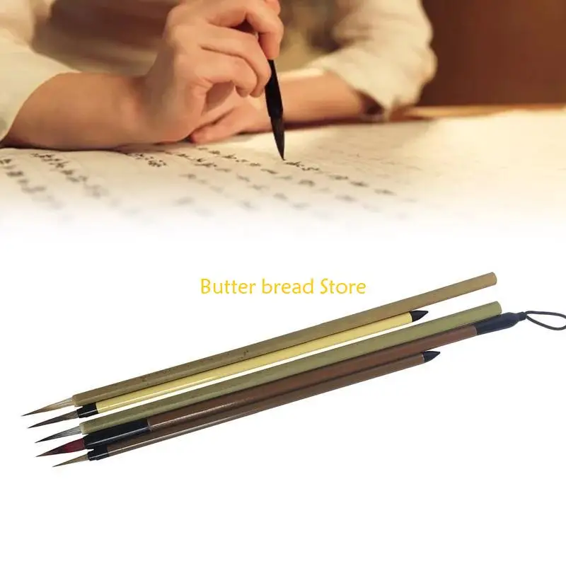 W89C Chinesisches Kalligraphie-Pinsel-Set, 5 Lining-Pinsel mit feiner Spitze, für Tuschegemälde, detaillierte Illustrationen,