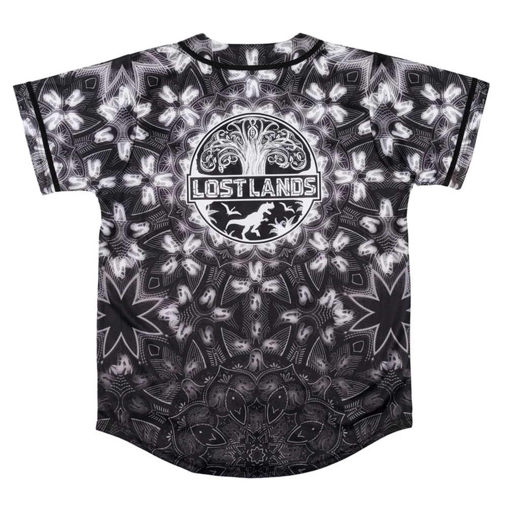 Excision LOST LANDS MANDALA  Baseball Jersey Harajuku Thin button Baseball Uniform Funny Baseball Jersey Fro EDM Top