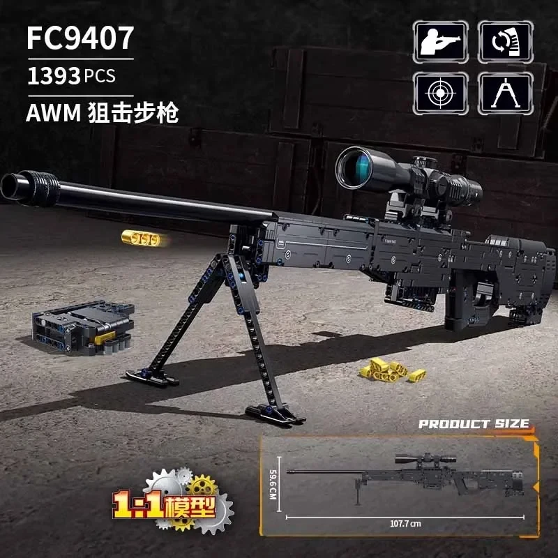 AWM&LR4&M416&95 Sniper Rifle Bouwsteenspeelgoed-gemonteerd realistisch pistoolmodel voor kinderen Jongens Cadeau Vakantiecadeau Educatief speelgoed