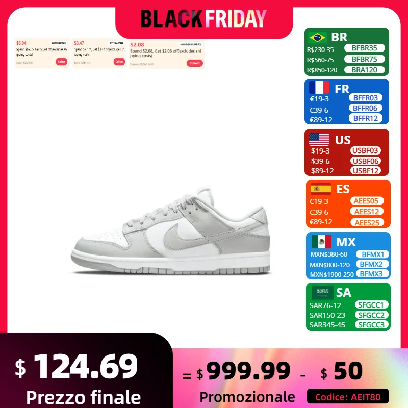 Nike Original Dunk Low Leather Trendy Retro Casual Low Top Board Shoes Men's & Women's Grizzly