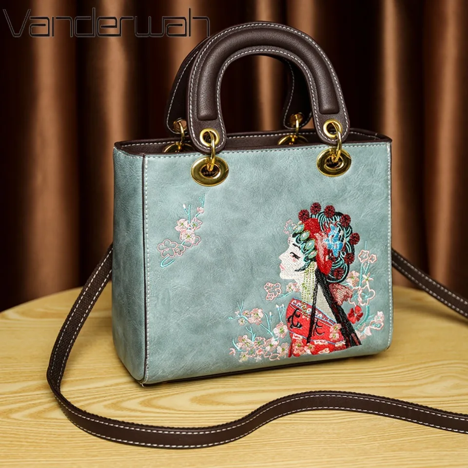 

Vintage Ethnic Style Women Pu Leather Top-handle Bags Luxury Women Bags Large Capacity Shoulder Crossbody Bags Female Tote Sac