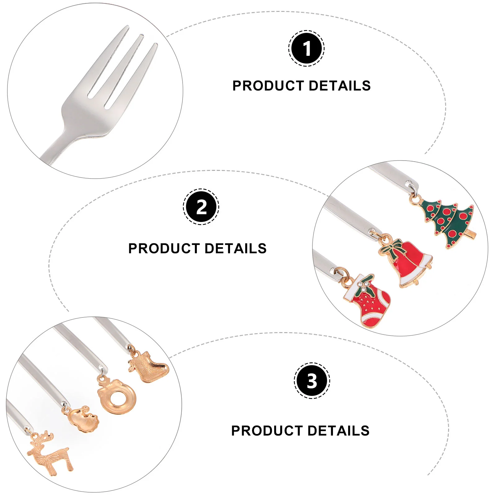 

6 Pcs Christmas Fork Set Stainless Forks Dessert Spoons Gift Box Modern Design Mirror Finish Easy Clean