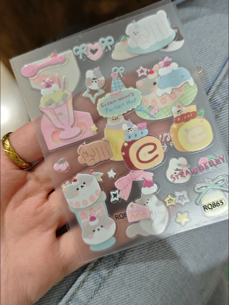 

New Cute Bread Cat Bow Puppy 3D Jelly Stickers INS Style DIY Decor Stickers For Phone Laptop Tablet Ornament