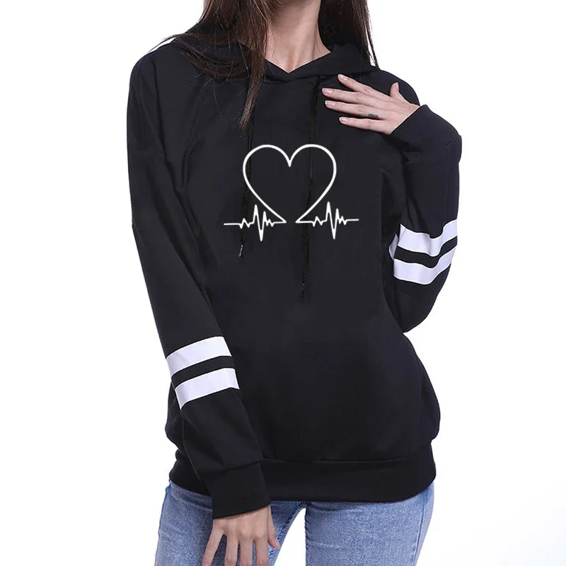 Womens Tracksuit Versatile Casual Hooded Sweatshirts Comfortable Lazy Style Pullovers Soft Striped Jogging Sport Daily Clothing