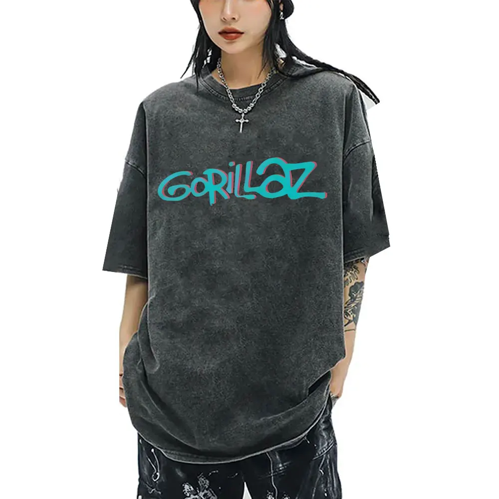 

Washed Vintage Rock Band Gorillaz The Mountain Tour 2026 T-shirt Men Women Rock Punk Oversized T Shirt Male Retro Gothic Tshirt