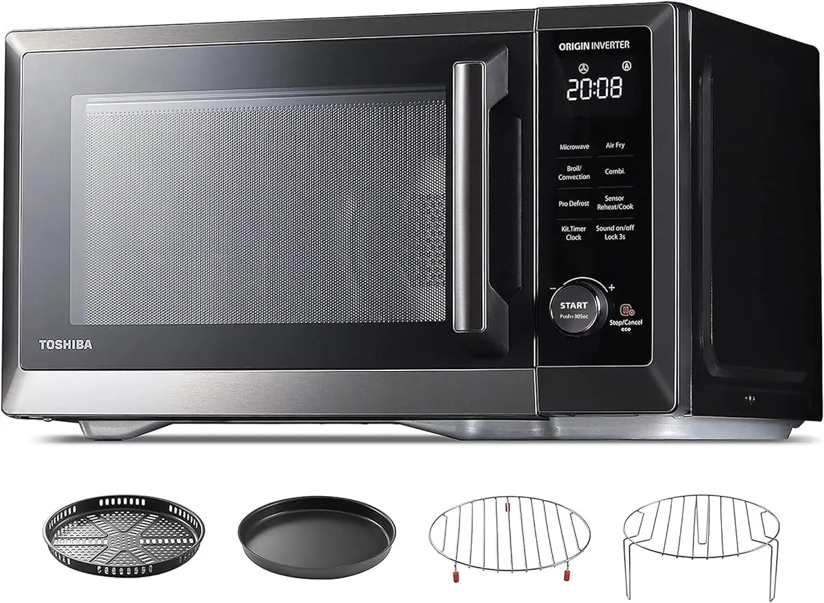 

7-in-1 Countertop Microwave Oven Air Fryer Combo Master Series, Inverter Convection Broil Humidity Sensor, Even Defrost