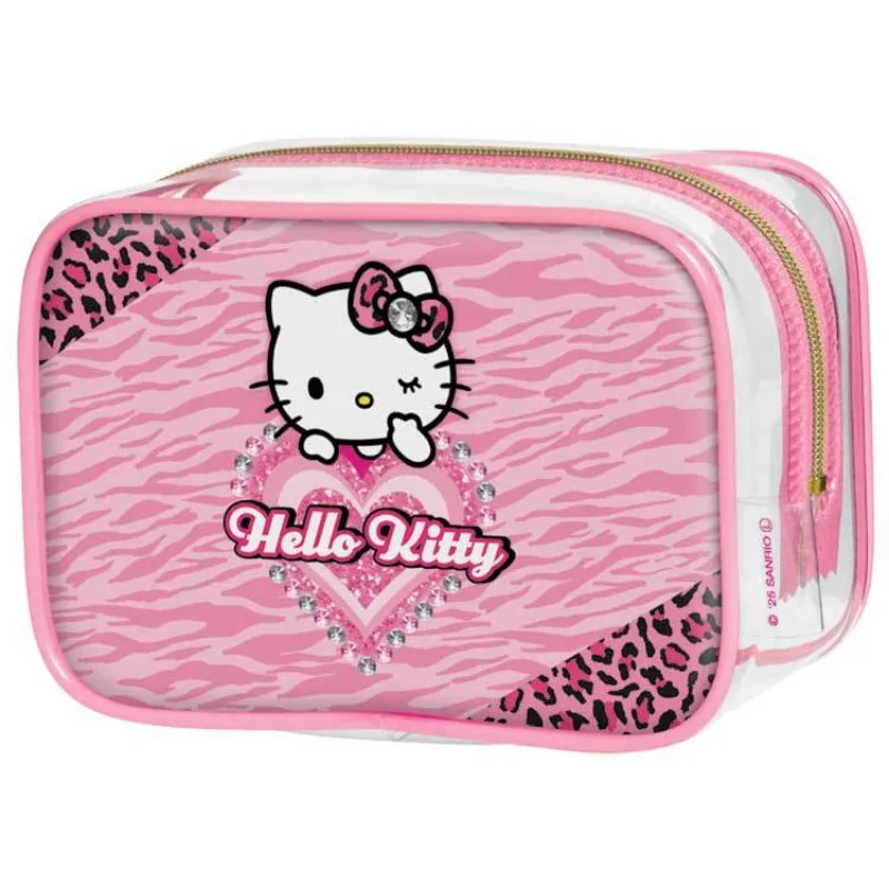

Hello Kitty Kawaii Printed Makeup Bag Fashionable Cartoon Girl Heart Waterproof Outdoor Wash Bag Wholesale of Women Accessories