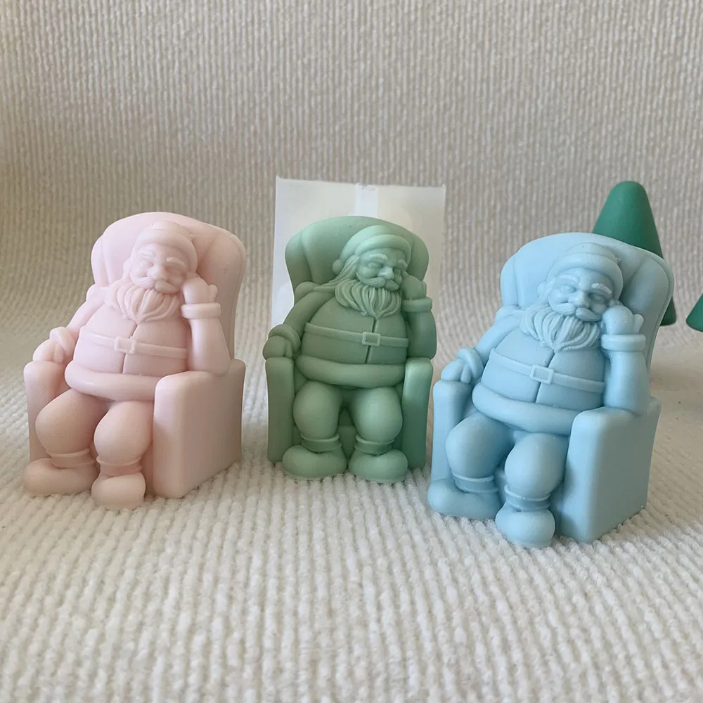 3D Sofa Sleep Santa Silicone Candle Molds Christmas Atmosphere Decoration Crafts Resin Plaster Mold Home Gifts Handmade Diy Tool