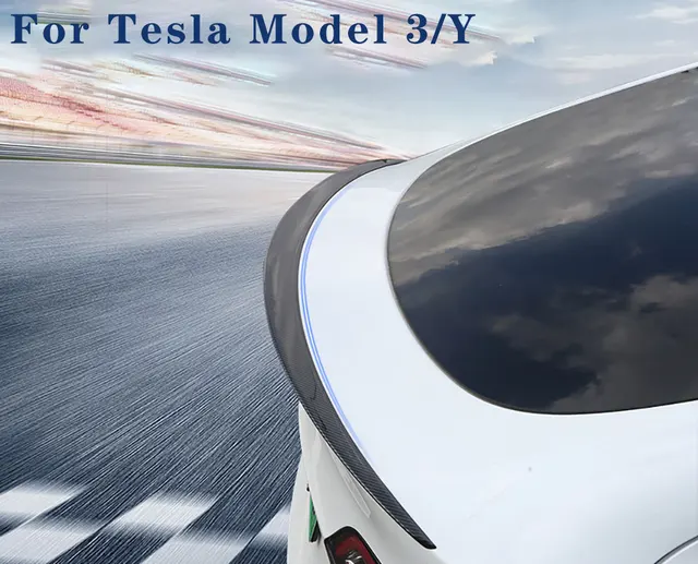 Samochód ABS Spoiler z włókna węglowego dla Tesla Model 3 Y 2023 oryginalna wysokowydajna modyfikacja zewnętrzna Model3 2022 akcesoria
