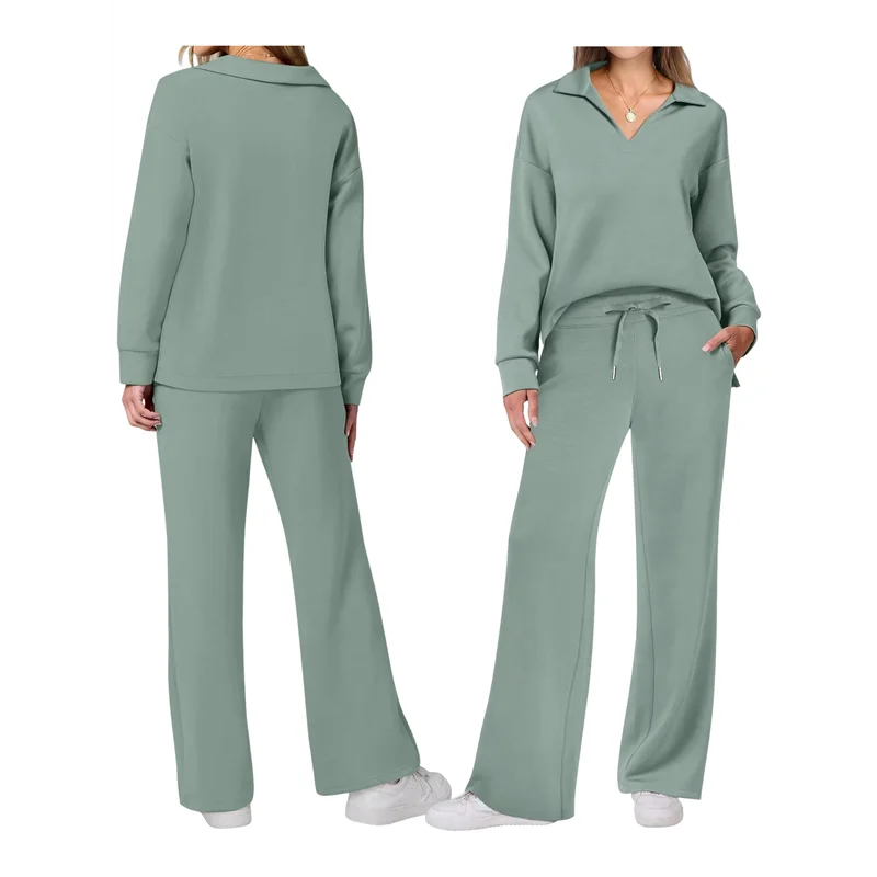 

ABRT-Женские комплекты из двух предметов с v-образным вырезом, повседневные одинаковые комплекты, одежда для дома, осенняя одежда, модная одежда для путешествий