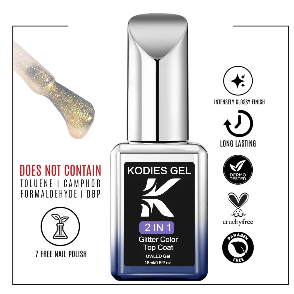 KODIES GEL Brilliant Top Coat Gel Nail Polish Vernis Semi Permanent UV/LED Shine Top Gel Finish Sealer Manicure Nails Art Design