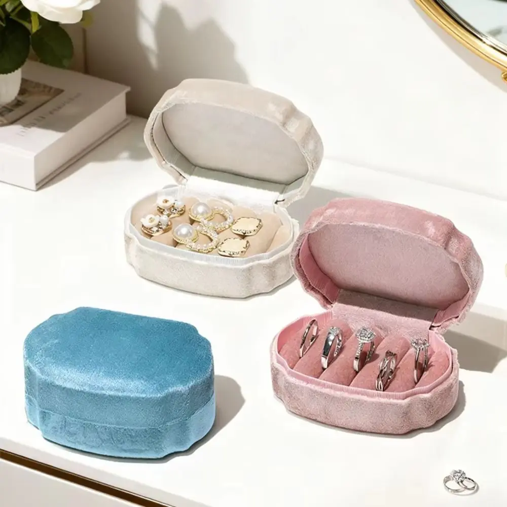 Velvet Velvet Ring Box Multi Slot Luxury Finish Jewelry Organizer Box Soft Interior Lightweight Earring Storage Box For Gifting