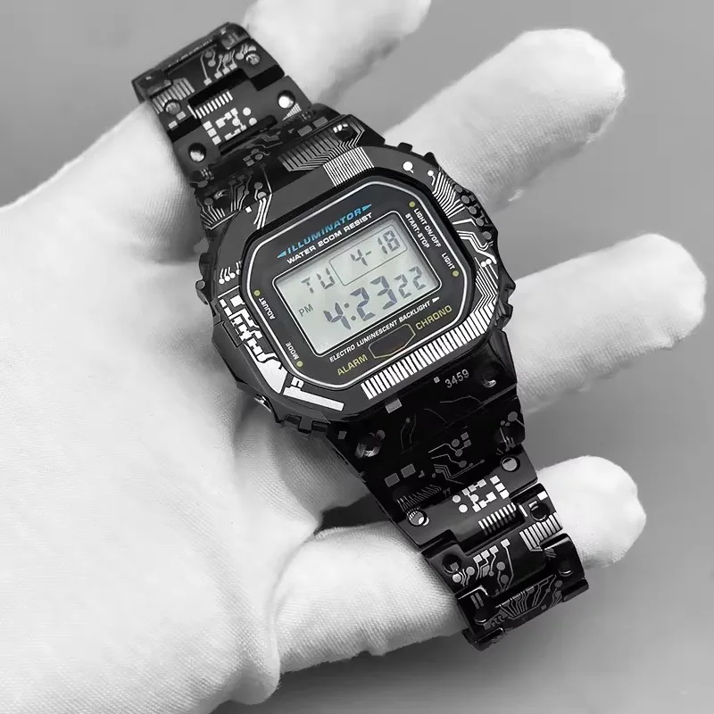 

DIY Small Square Watch Modification Circuit Board Stainless Steel Titanium Alloy Material for Casio DW5600 DW5610 Case Strap Acc