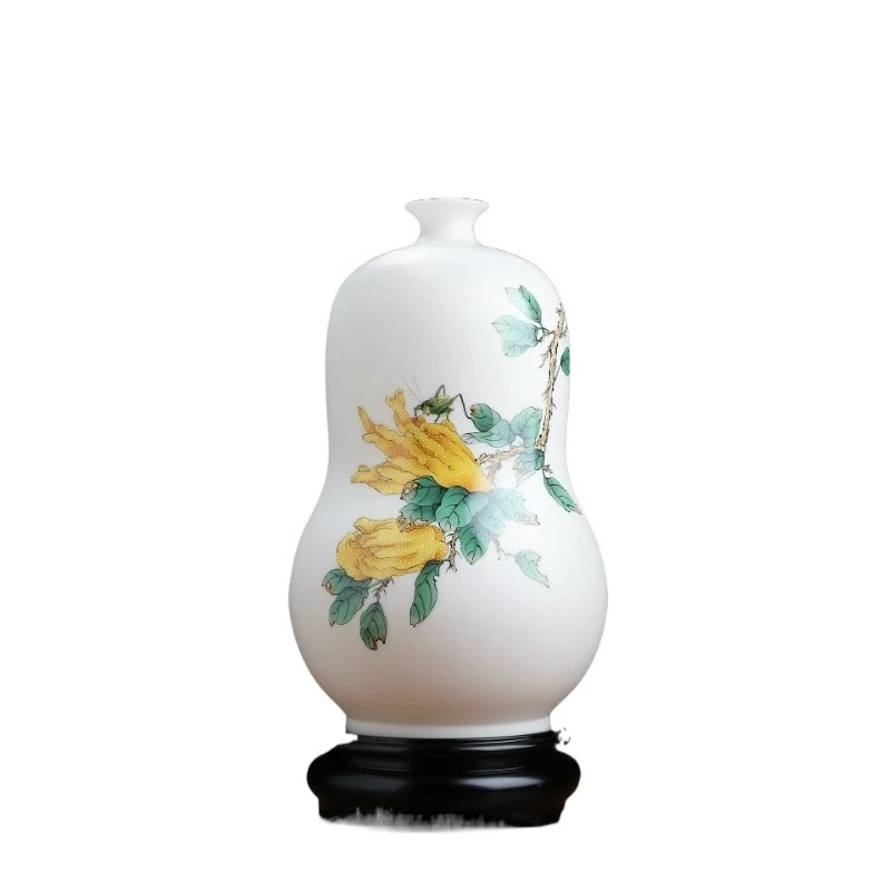 

Hand-painted suet jade porcelain vase ornament, Chinese light luxury high-end desktop decoration
